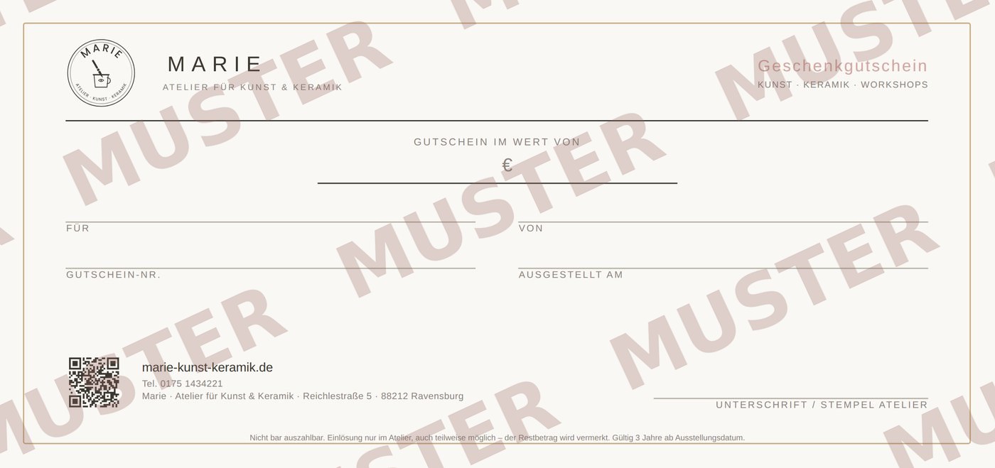 Gutschein Rückseite mit Wert, Name und Gutscheinnummer